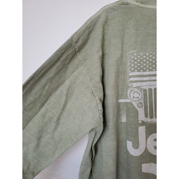 Crazy Shirts Hemp Dyed Jeep Shirt Long Sleeves Mens Sz L Green Front Back Print - Picture 16 of 16